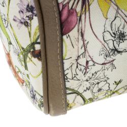 Pre Owned Gucci Floral Print Canvas Boston Bag