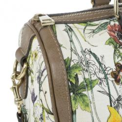 Pre Owned Gucci Floral Print Canvas Boston Bag