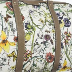 Pre Owned Gucci Floral Print Canvas Boston Bag