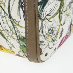 Pre Owned Gucci Floral Print Canvas Boston Bag