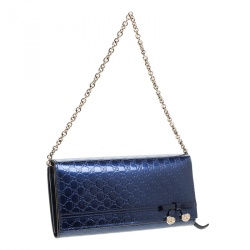 Gucci Blue Microguccissima Patent Leather WOC Wallet