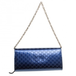 Gucci Blue Microguccissima Patent Leather WOC Wallet
