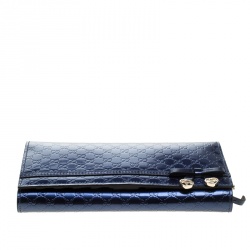 Gucci Blue Microguccissima Patent Leather WOC Wallet