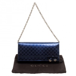 Gucci Blue Microguccissima Patent Leather WOC Wallet