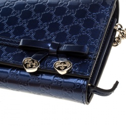 Gucci Blue Microguccissima Patent Leather WOC Wallet