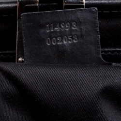 Pre Owned Gucci Black GG Canvas and Leather Bamboo Bullet Studded Satchel