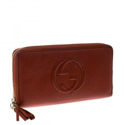 Gucci Orange Leather Soho Zip Around Wallet