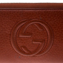 Gucci Orange Leather Soho Zip Around Wallet