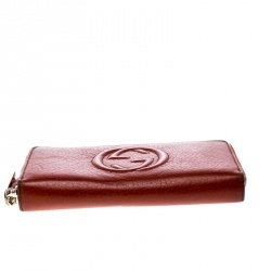 Gucci Orange Leather Soho Zip Around Wallet