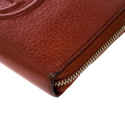 Gucci Orange Leather Soho Zip Around Wallet