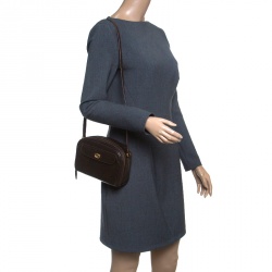 مملوكة مسبقًا حقيبة كتف غوتشي جلد بنية داكنة