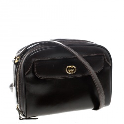 مملوكة مسبقًا حقيبة كتف غوتشي جلد بنية داكنة