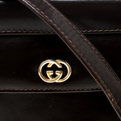 مملوكة مسبقًا حقيبة كتف غوتشي جلد بنية داكنة