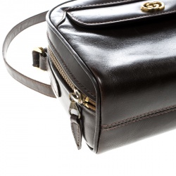 مملوكة مسبقًا حقيبة كتف غوتشي جلد بنية داكنة