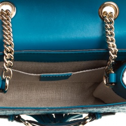 Pre Owned Gucci Blue Microguccissima Leather Mini Emily Chain Shoulder Bag