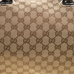 مملوكة مسبقًا Gucci Beige/Black GG Canvas and Leather Medium Full Moon Boston Bag