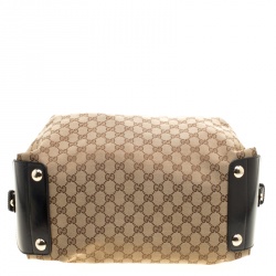 مملوكة مسبقًا Gucci Beige/Black GG Canvas and Leather Medium Full Moon Boston Bag