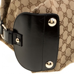 مملوكة مسبقًا Gucci Beige/Black GG Canvas and Leather Medium Full Moon Boston Bag