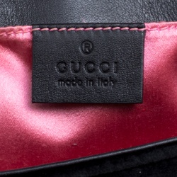 Pre Owned حقيبة كتف غوتشي مارمونت GG مطرزة صغيرة قطيفة سوداء