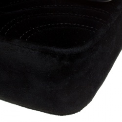 Pre Owned حقيبة كتف غوتشي مارمونت GG مطرزة صغيرة قطيفة سوداء