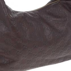 مملوكة مسبقًا Gucci Dark Brown Leather Guccissima Medium Horsebit Hobo