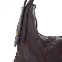 مملوكة مسبقًا Gucci Dark Brown Leather Guccissima Medium Horsebit Hobo