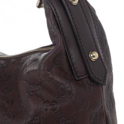 مملوكة مسبقًا Gucci Dark Brown Leather Guccissima Medium Horsebit Hobo
