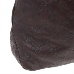 مملوكة مسبقًا Gucci Dark Brown Leather Guccissima Medium Horsebit Hobo