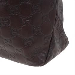 مملوكة مسبقًا Gucci Dark Brown Leather Guccissima Medium Horsebit Hobo