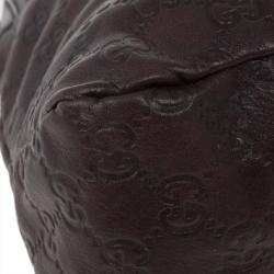 مملوكة مسبقًا Gucci Dark Brown Leather Guccissima Medium Horsebit Hobo