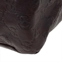 مملوكة مسبقًا Gucci Dark Brown Leather Guccissima Medium Horsebit Hobo