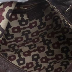 مملوكة مسبقًا Gucci Dark Brown Leather Guccissima Medium Horsebit Hobo