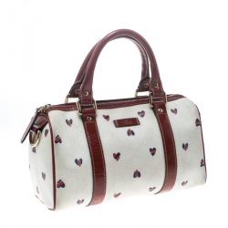 Pre Owned حقيبة غوتشي فينتيدج ويب هارت أوريجينال بوسطن كانفاس مقوى متوسطة