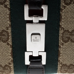 Gucci Dark Brown GG Canvas Web Compact Wallet