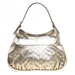 Pre Owned Gucci Light Gold Guccissima Leather Medium Queen Hobo