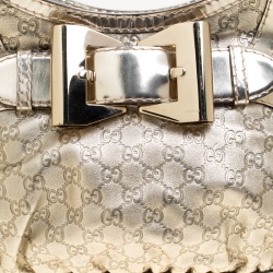 Pre Owned Gucci Light Gold Guccissima Leather Medium Queen Hobo