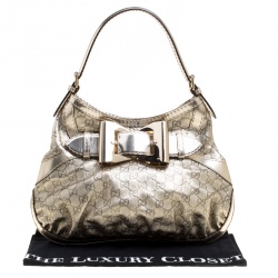 Pre Owned Gucci Light Gold Guccissima Leather Medium Queen Hobo