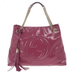 Pre Owned Gucci Pink Patent Leather Soho Tote