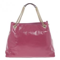 Pre Owned Gucci Pink Patent Leather Soho Tote