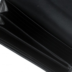  Gucci Black Leather Interlocking GG Crystal Continental Wallet