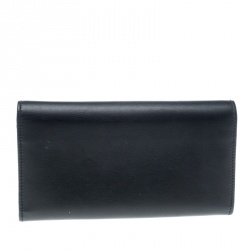  Gucci Black Leather Interlocking GG Crystal Continental Wallet