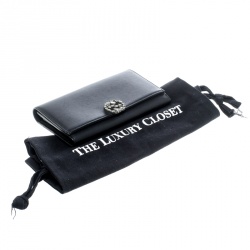 Gucci Black Leather Interlocking GG Crystal Continental Wallet