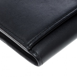  Gucci Black Leather Interlocking GG Crystal Continental Wallet