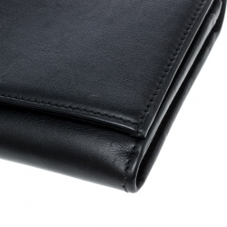  Gucci Black Leather Interlocking GG Crystal Continental Wallet