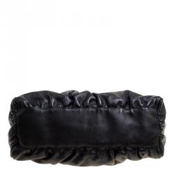 Pre Owned Gucci Metallic Black Leather Large D Ring Hobo