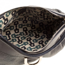 Pre Owned Gucci Metallic Black Leather Large D Ring Hobo