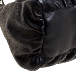 Pre Owned Gucci Metallic Black Leather Large D Ring Hobo