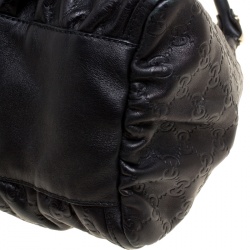 Pre Owned Gucci Metallic Black Leather Large D Ring Hobo