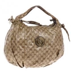 Pre Owned Gucci Crystal Monogram Hysteria Hobo