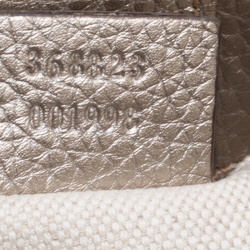 Pre Owned Gucci Metallic Beige Leather Bamboo Top Handle Shopper Tote